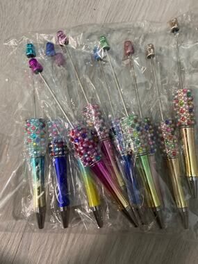 10 piece beadable faux pearl pens colorful